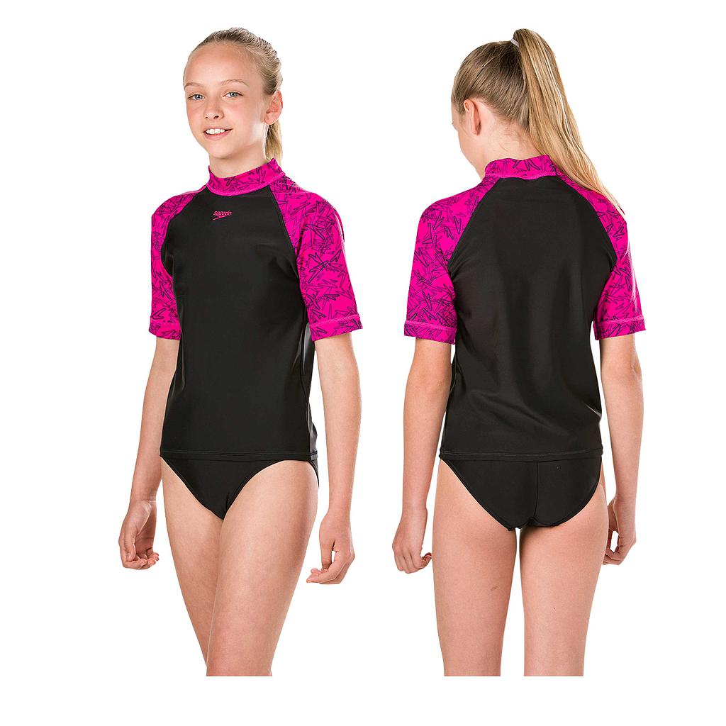 Speedo Boom Rash Top Junior - 28" - Black/Pink