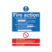 Safety Sign Fire Action Words A4 Sa