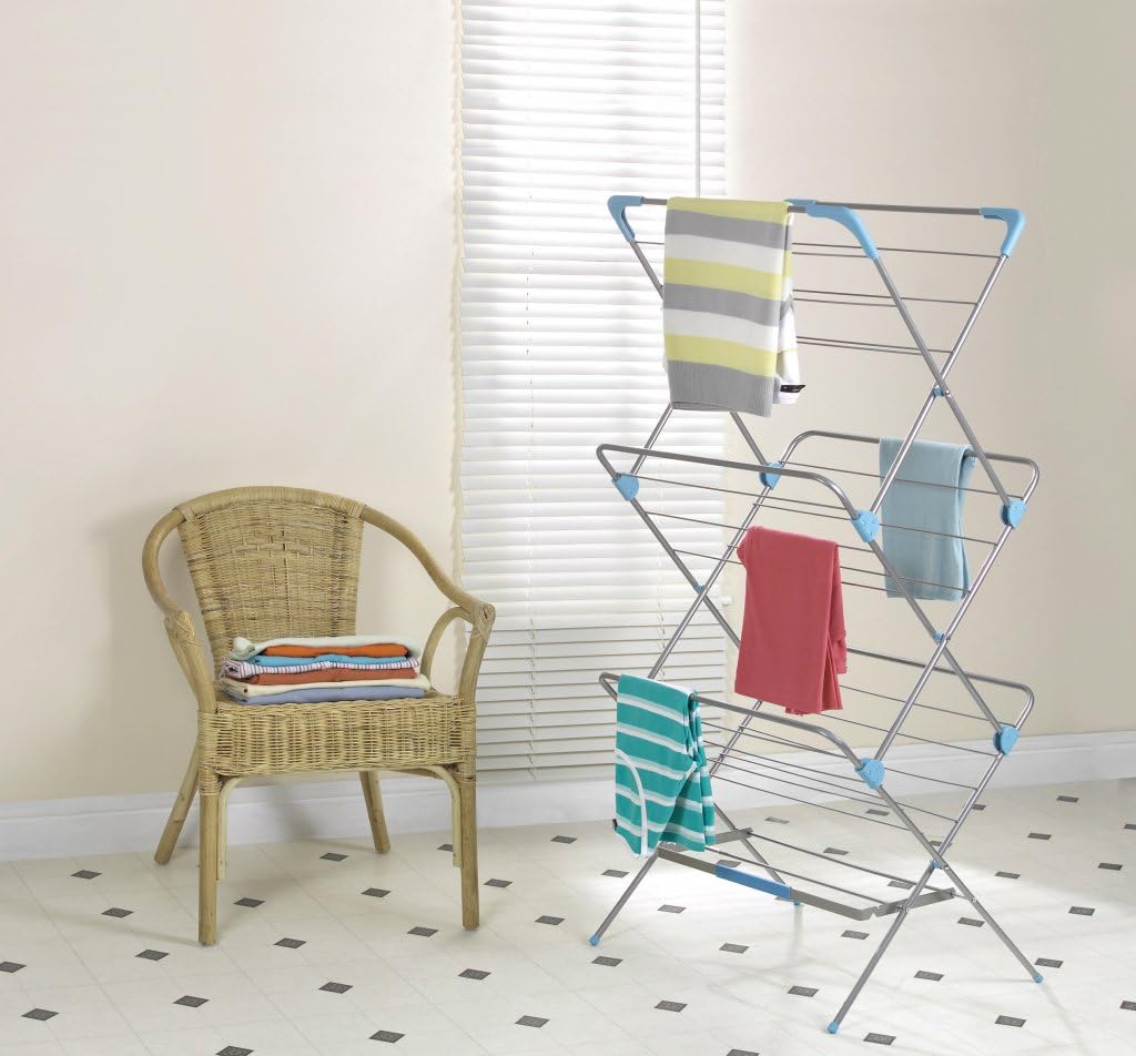 SupaHome 3 Tier Laundry Concertina Clothes Airer Hard Wearing Tubular Steel Constuction