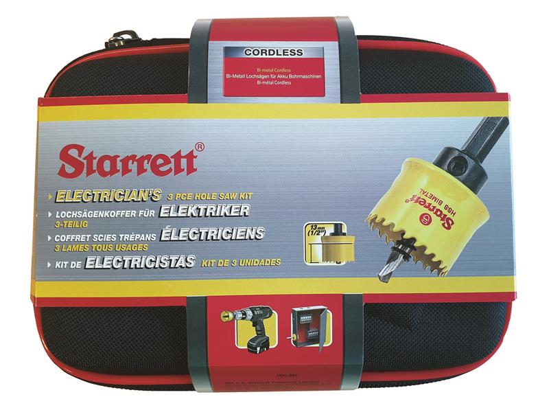 Starrett KCS03001 Cordless Smooth Cut Bi-Metal Holesaw Kit, 3 Piece