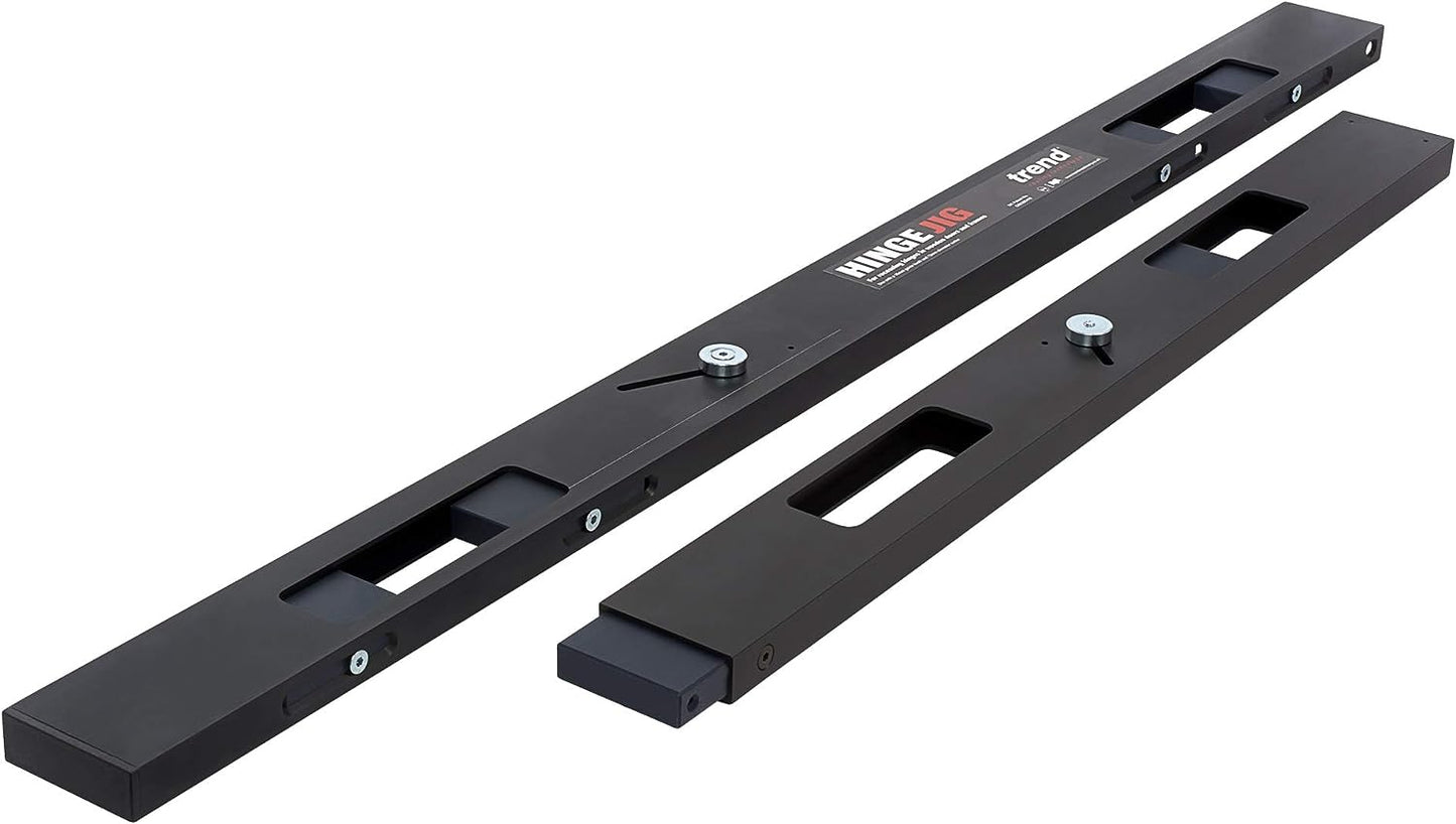 Trend Two-Piece Professional Hinge Jig Kit with Long Reach Router Bit & Guide Bush for Recessing Hinges in Doors & Frames, H/JIG/A