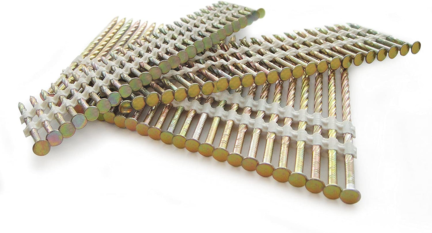 Tacwise 0436, 3.3/90mm CE2/12+ Micron, Plastic Collated Galv Screw Strip Nails (22d inclined), Strip Nails, Pack of 3000