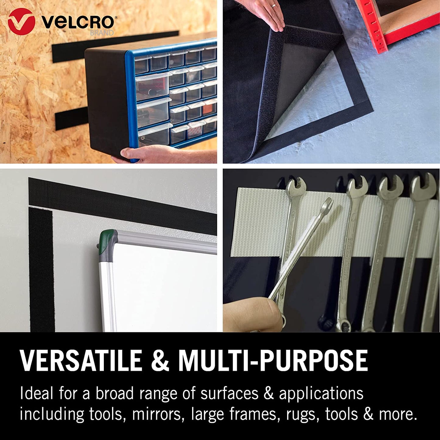 VELCRO 60243 Heavy-Duty Stick On Tape 50mm x 5m Black
