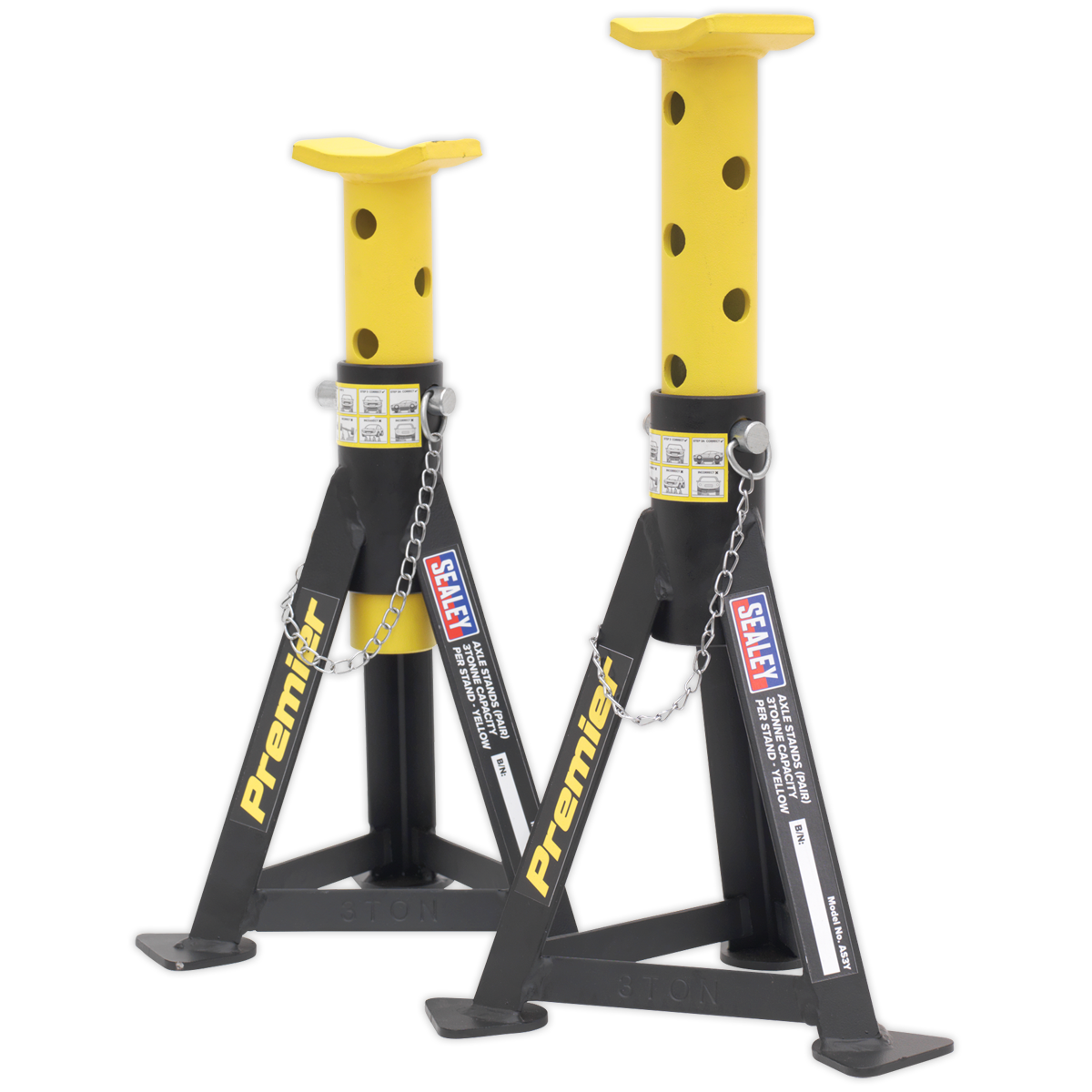 SEALEY - AS3Y Axle Stands (Pair) 3tonne Capacity per Stand - Yellow