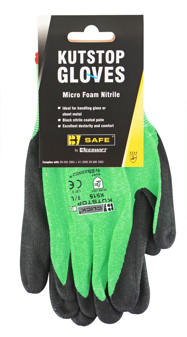 Beeswift - KUTSTOP MICRO FOAM NITRILE GREEN GLOVE 10/XL - Green