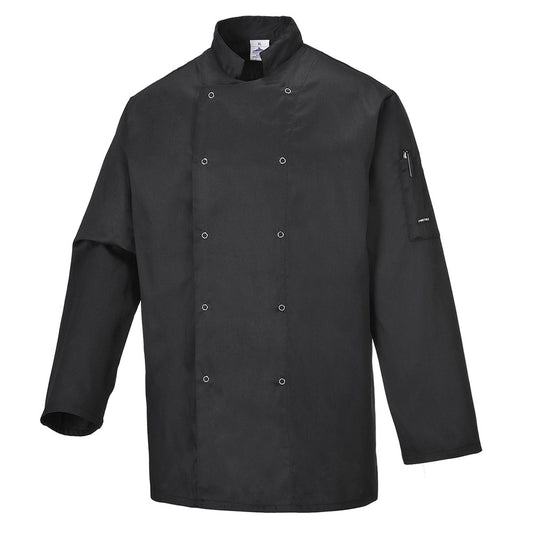 Portwest C833BKRXXXL -  sz 3XL Suffolk Chefs Jacket - Black