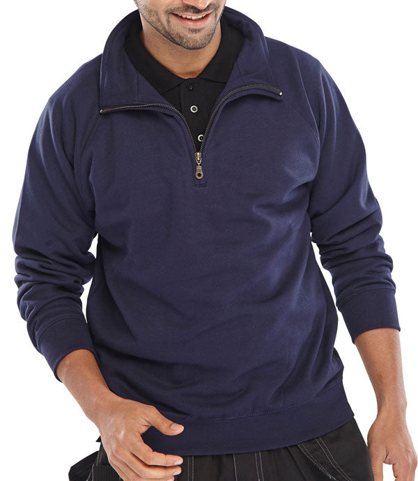 Click - QUARTER ZIP PC S/SHIRT NVY 4XL - Navy Blue
