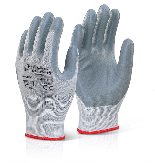 Click - NITRILE FOAM POLY GLOVE 08 MED - Grey