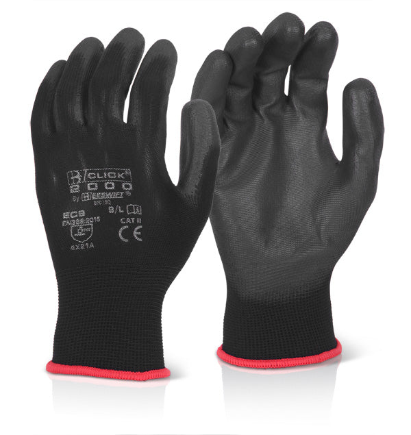Click - PU COATED GLOVE BLACK SMALL - Black