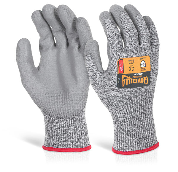 MOQ 5 - Glovezilla - GLOVEZILLA PU PALM COATED GLOVE GREY SML - Grey