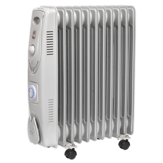 SEALEY - RD2500T Oil Filled Radiator 2500W/230V 11 Element with Timer