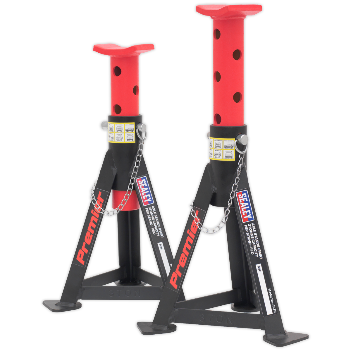 SEALEY - AS3R Axle Stands (Pair) 3tonne Capacity per Stand - Red