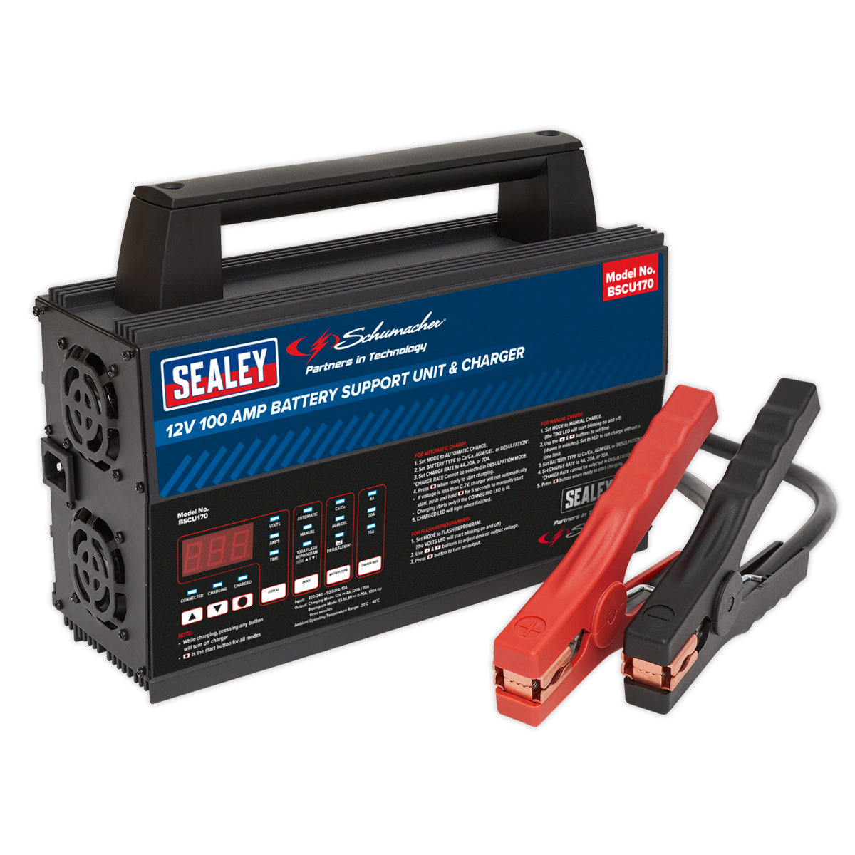 SEALEY - BSCU170 Schumacher® Battery Support Unit & Charger - 12V 100A