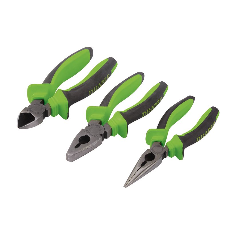 Draper 04458 SOFT GRIP PLIERS SET, GREEN (3 PIECE)
