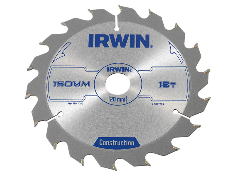 IRWIN® 1897089 Construction Circular Saw Blade 150 x 20mm x 18T ATB