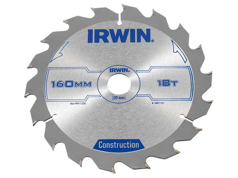 IRWIN® 1897191 Construction Circular Saw Blade 160 x 20mm x 18T ATB