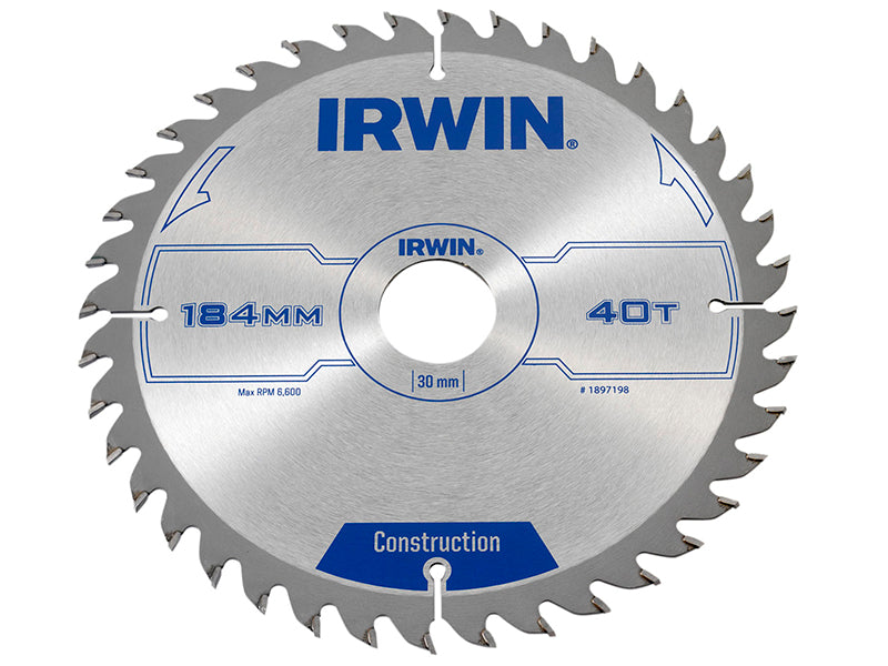 IRWIN® 1897198 Construction Circular Saw Blade 184 x 30mm x 40T ATB