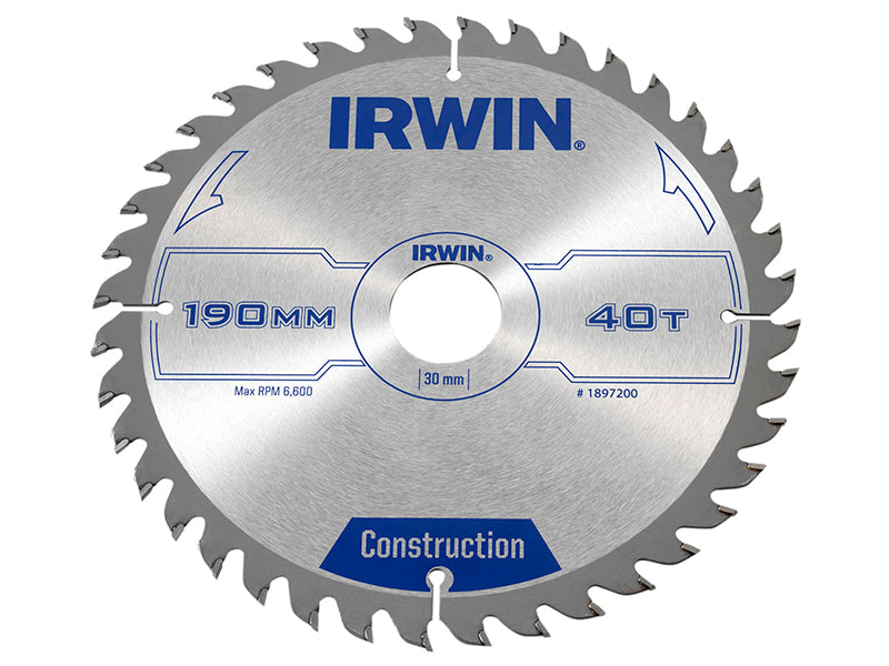 IRWIN® 1897200 Construction Circular Saw Blade 190 x 30mm x 40T ATB