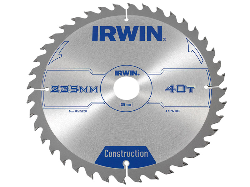 IRWIN® 1897208 Construction Circular Saw Blade 235 x 30mm x 40T ATB