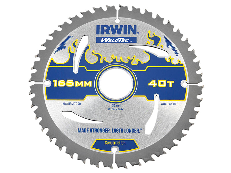 IRWIN® 1897366 Weldtec Circular Saw Blade 165 x 30mm x 40T ATB