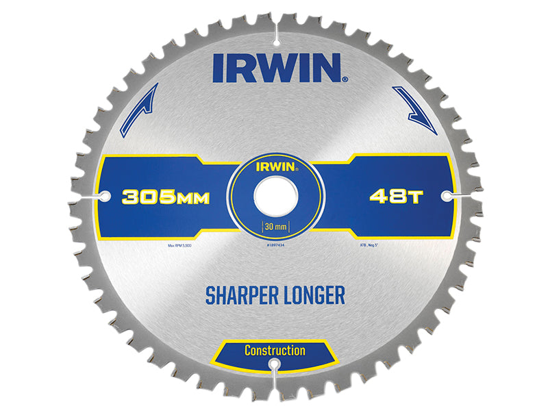 IRWIN® 1897434 Construction Mitre Circular Saw Blade 305 x 30mm x 48T ATB/Neg