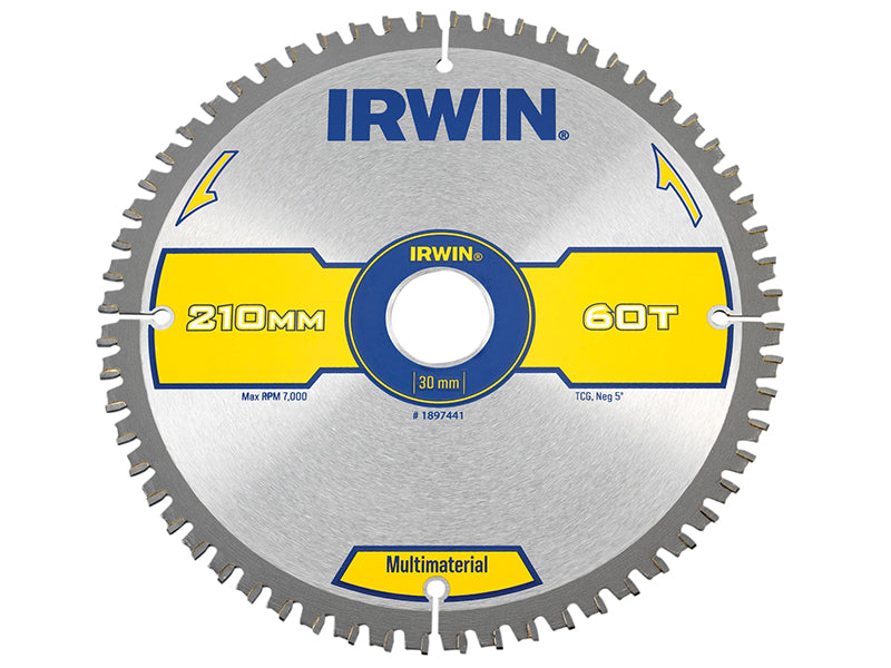 IRWIN® 1897441 Multi Material Circular Saw Blade 210 x 30mm x 60T TCG