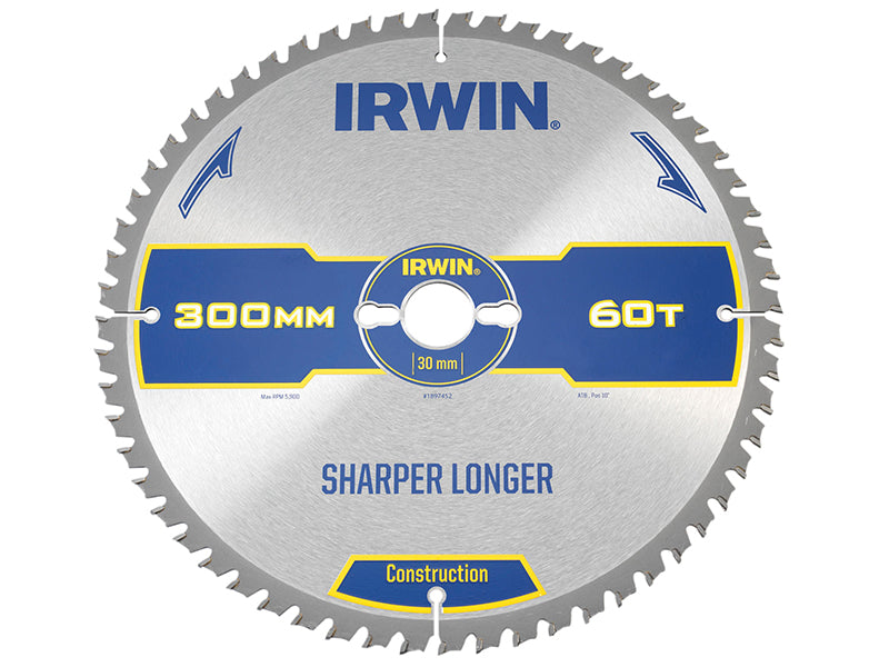 IRWIN® 1897452 Construction Table & Mitre Circular Saw Blade 300 x 30mm x 60T ATB