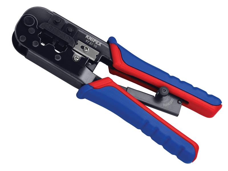 Knipex 97 51 10 SB Crimping Pliers for RJ11/12 RJ45 Western Plugs