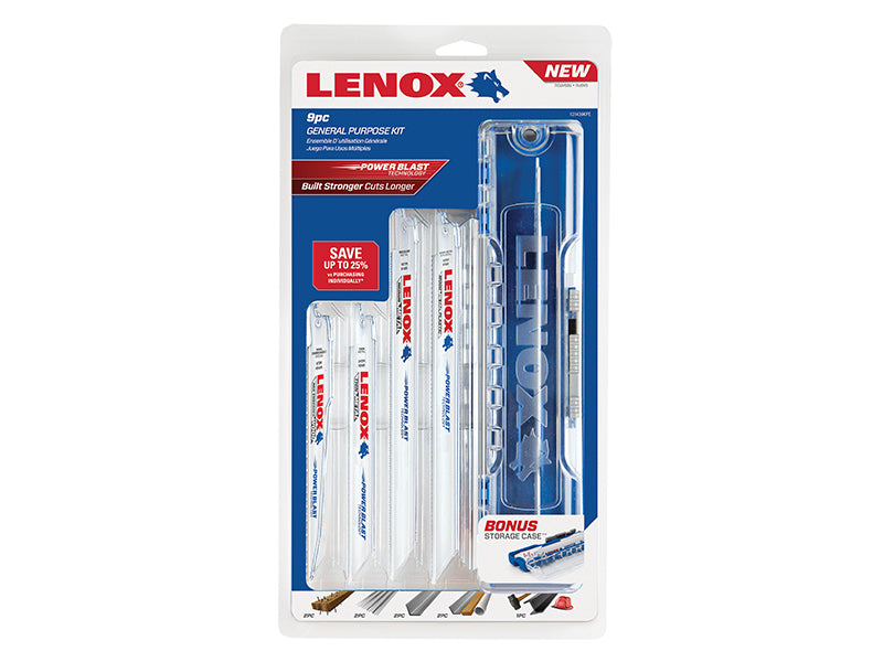 LENOX 121439KPE General-Purpose Reciprocating Saw Blade Kit, 9 Piece