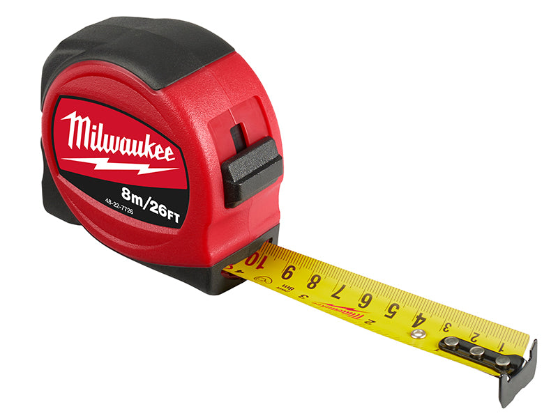 Milwaukee 48227726 Slimline Tape Measure 8m/26ft (Width 25mm)