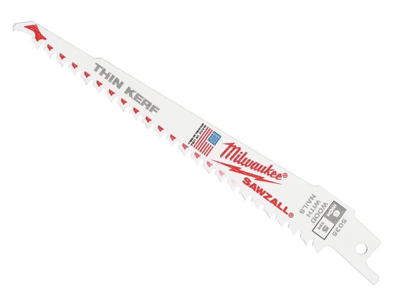 Milwaukee 48005035 SAWZALL® Thin Kerf Demolition Blade 150mm 5 tpi (5)