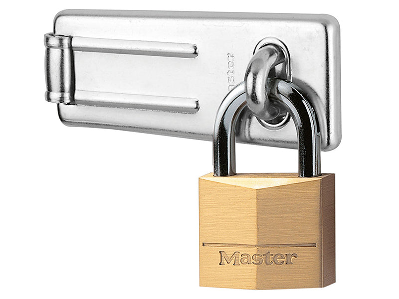 MasterLock 140703EURD Hasp 89mm + Solid Brass Padlock 40mm