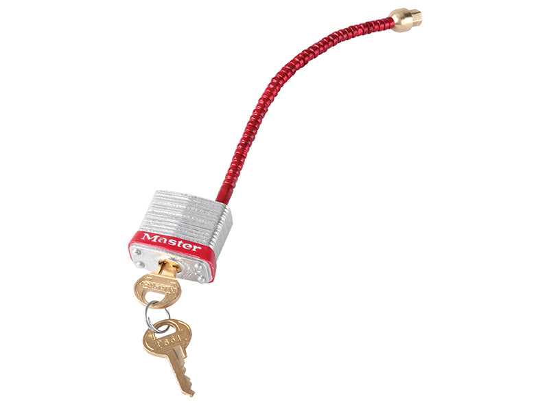 MasterLock 7C5RED Lockout Padlock with Flexible Braided Steel Cable Shackle