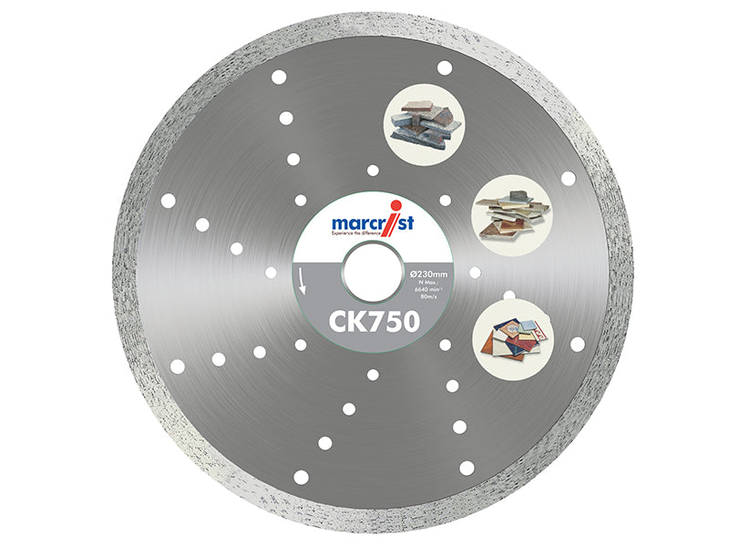Marcrist 1125.1230.30 CK750 Diamond Blade Smooth Tile Cut 230 x 30mm Machine