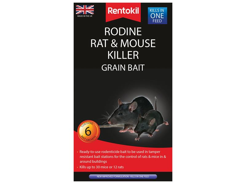 Rentokil PSMR13 Rodine Rat & Mouse Killer Grain Bait (Sachets 6)