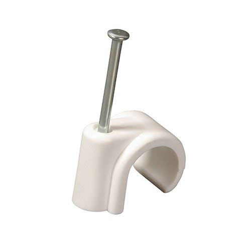 TIMCO Nail In Pipe Clip - White 22mm White Pack 50