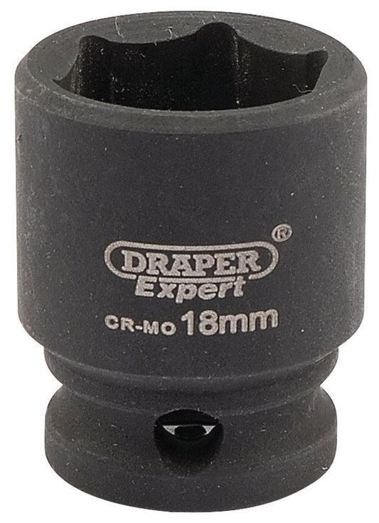 06878 Draper HI-TORQ 6 Point Impact Socket, 3/8 Sq. Dr., 18mm 409-MM 3/8 Impact Sockets Professional Trade DIY Workshop Garage Use
