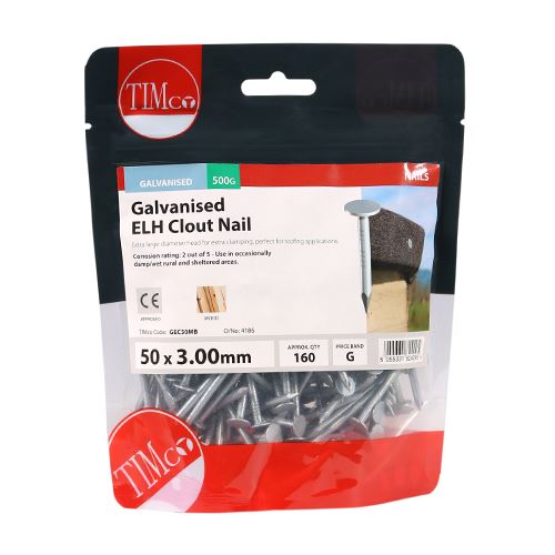 TIMCO Clout Nail ELH - Galvanised 50 x 3.00 Pack 0.5