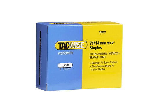 Tacwise 0371 Type 71 14 mm Type 71 Staples Galvanised Pack of 10000 for Nail Staple Guns Trade Fixing