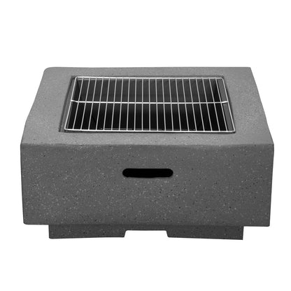 Dellonda DG193 Square MgO Fire Pit with BBQ Grill, Safety Mesh Screen - Dark Grey | Magnesium Oxide | The fire pit is made from MgO (Magnesium Oxide)