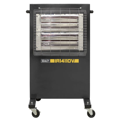 Sealey IR14110V Infrared Cabinet Heater 1.2/2.4kW 110V | 1200/2400W, 110V - 32A, Thermostat, Timer, Adjustable | Powder coated metal cabinet with two