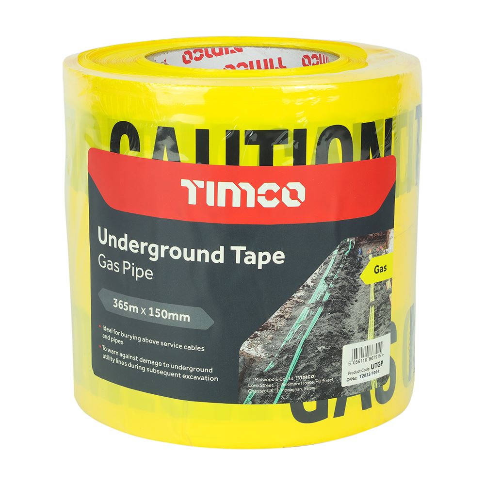 TIMCO Underground Tape - Gas Pipe nan 365m x 150mm Pack 1.0