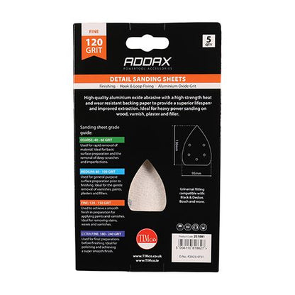 TIMCO Detail Sanding Pads P120 95 x 136mm Red Pack 5