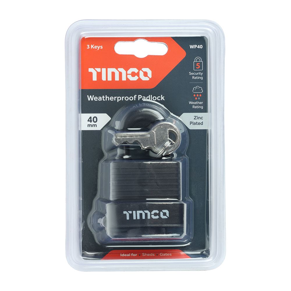 TIMCO Weatherproof Padlock 40mm Pack 1