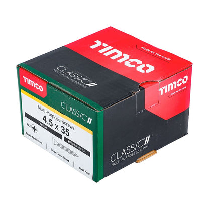 TIMCO Classic Screw PZ2 CSK ZYP 4.5 x 35 Gold Pack 200