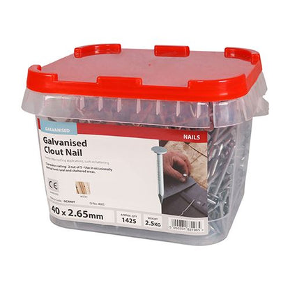TIMCO Galvanised Clout Nails Roofing Nails Available in All Sizes and Pack Quantities from 50 Pieces to 25kg for Roofing Felt Timber and General Construction