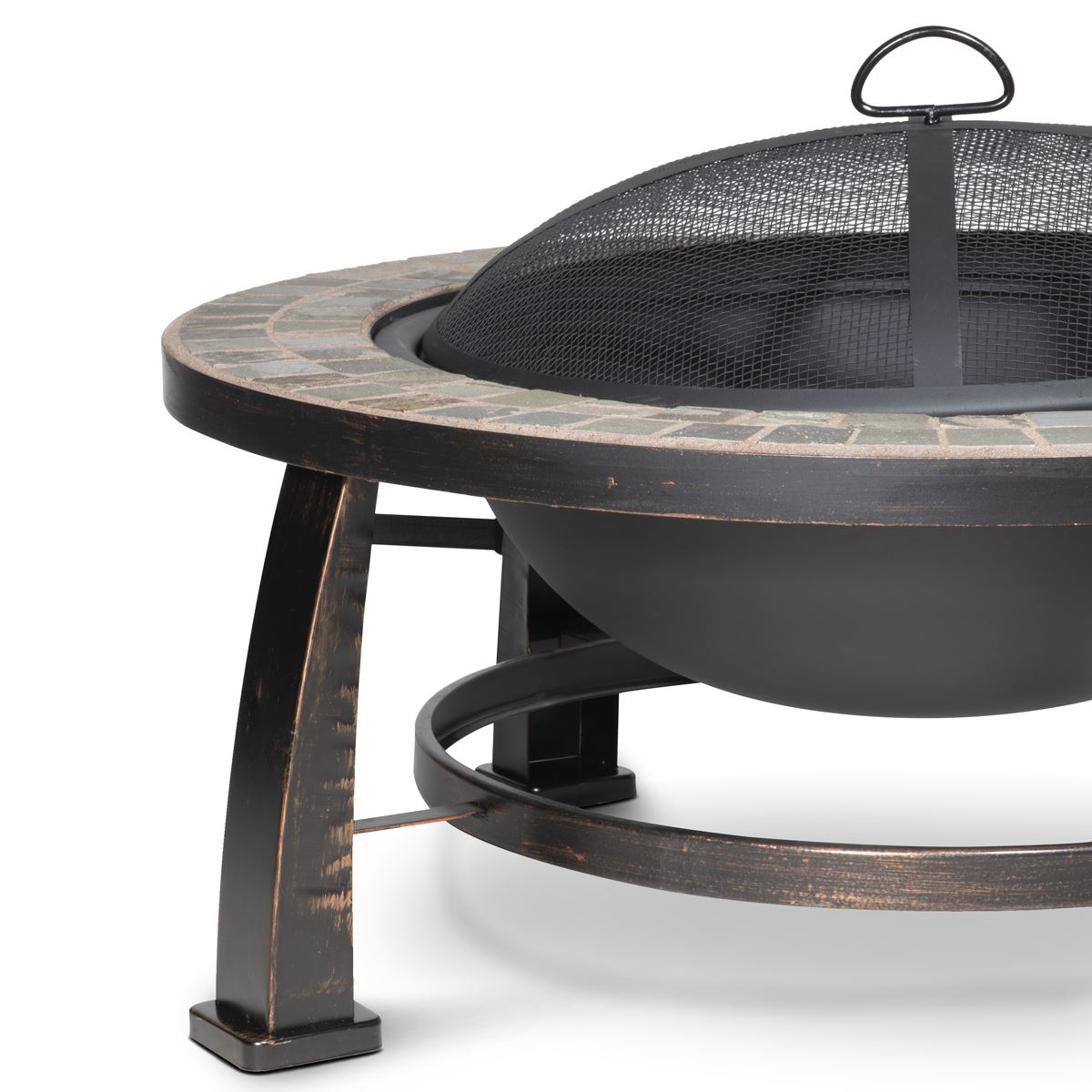 Dellonda DG111 76cm Deluxe Traditional Style Fire Pit/Fireplace/Outdoor Heater - Slate | Safety Screen | 76cm Deluxe fire pit is perfect for