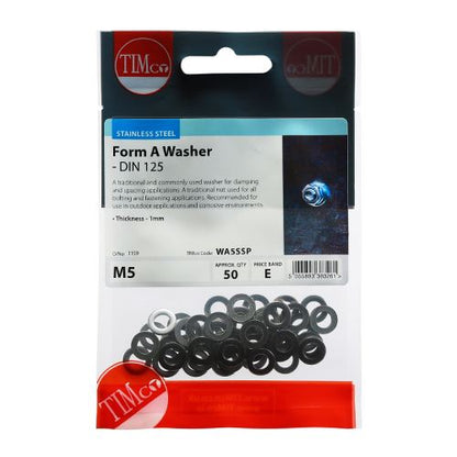 TIMCO Form A Washer DIN 125 - A2 SS M5 Pack 50