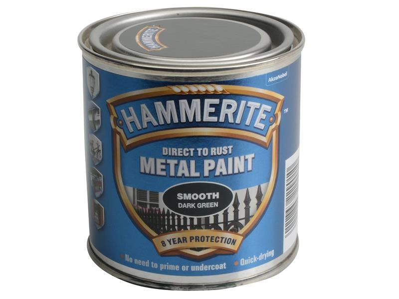 Hammerite 5084889 Direct to Rust Smooth Finish Metal Paint Dark Green 250ml
