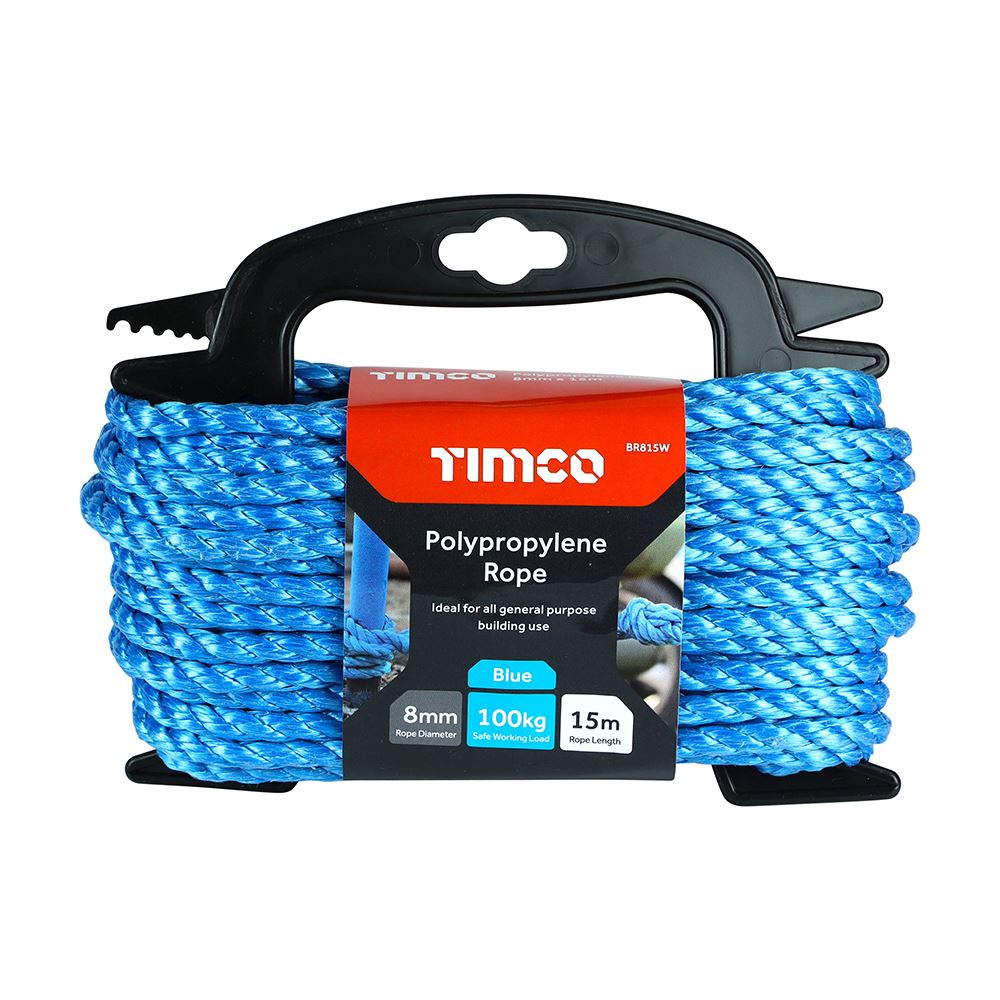TIMCO Blue Poly Rope - Winder 8mm x 15m Blue Pack 1